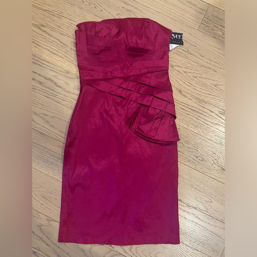 Romeo & Juliet Couture Hot Pink Strapless  Y2K  Party Mini Dress Size L